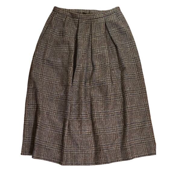 SOLD ! Vintage Wool Plaid Midi Skirt - Picture 1 of 8